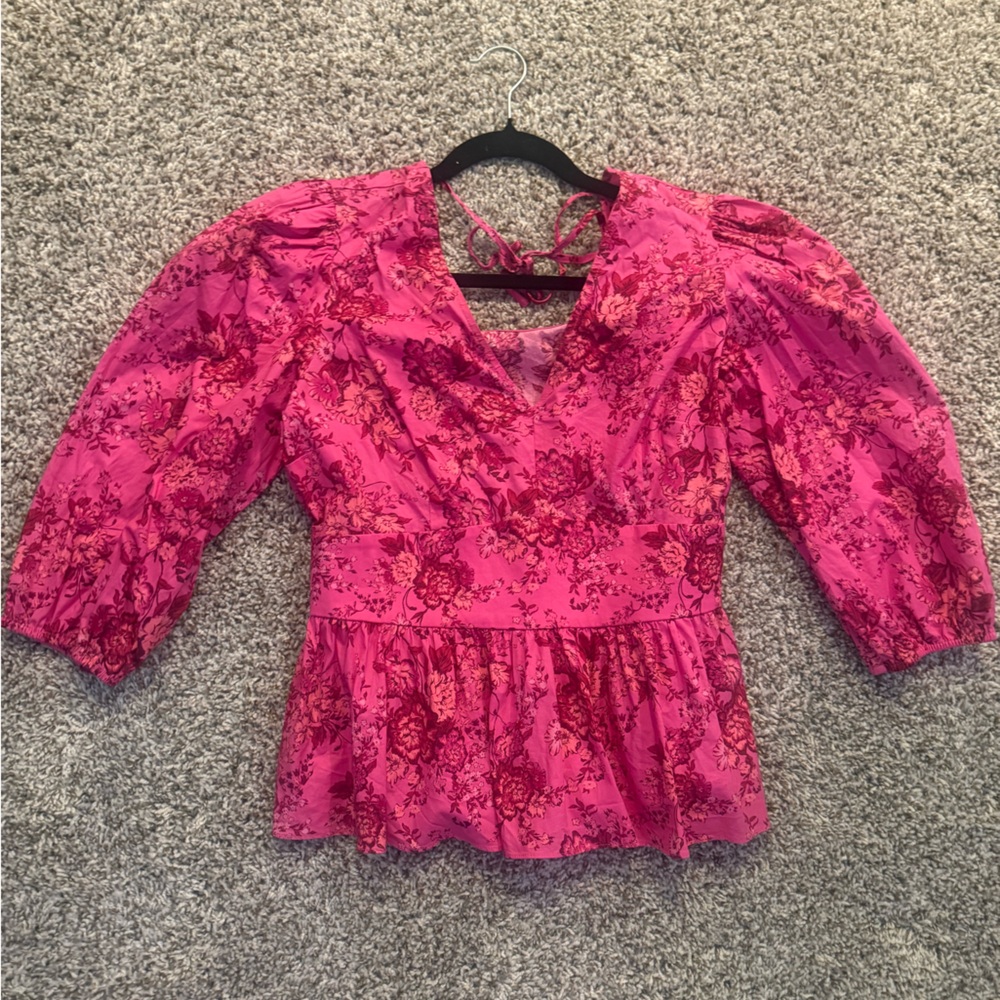 INC International Concepts Vibrant Pink Floral Top